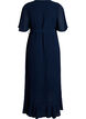 Maxikleid aus Chiffon mit V-Ausschnitt und R&uuml;schensaum, Blau, Packshot image number 1