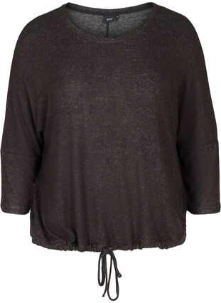 Melierte Bluse mit verstellbarem Bund, Dark Grey Melange, Packshot image number 0