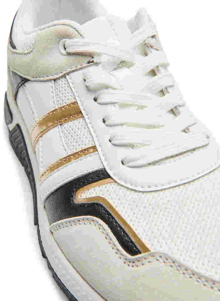 Sneakers mit breiter Passform, White/Gold, Packshot image number 3