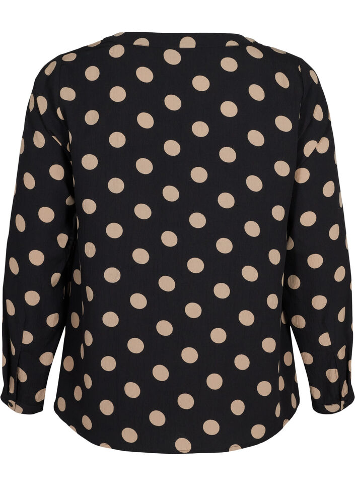 FLASH - Langärmelige Bluse mit Print, Black Brown Dot, Packshot image number 1