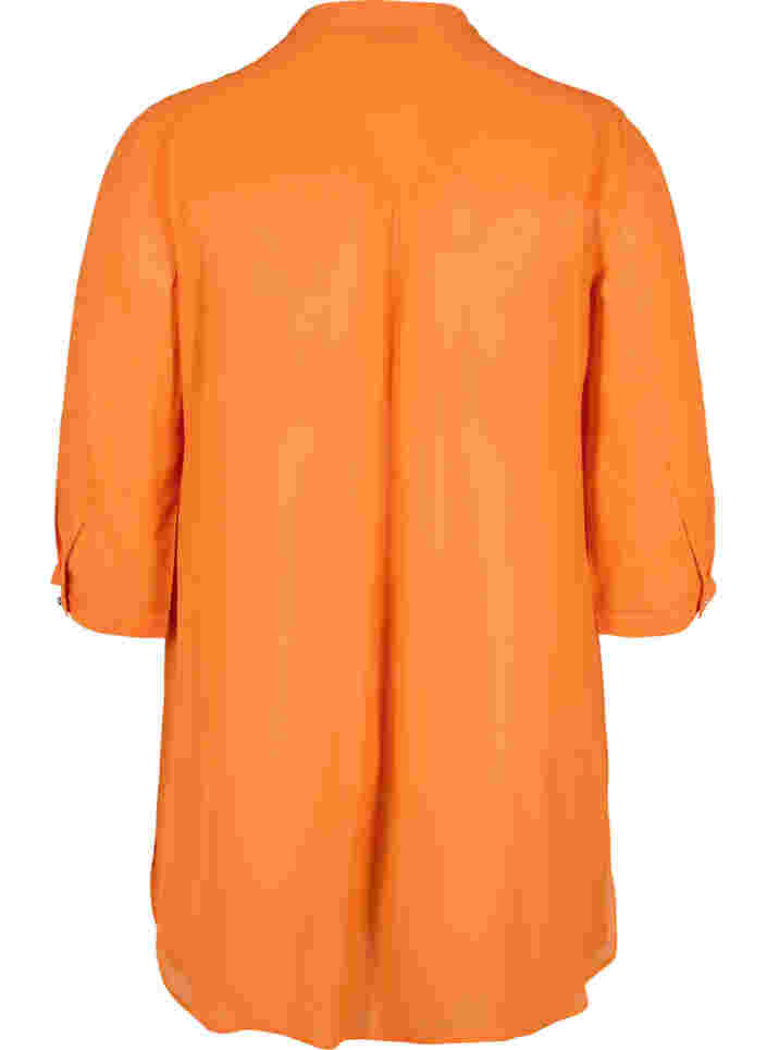 Lange Hemdbluse aus Viskose mit 3/4-Ärmeln, Orange Peel, Packshot image number 1