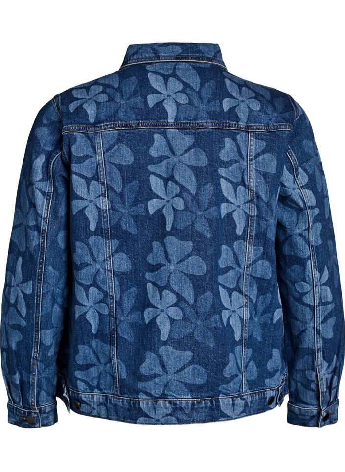 Gebl&uuml;mte Jeansjacke, Blau, Packshot image number 1