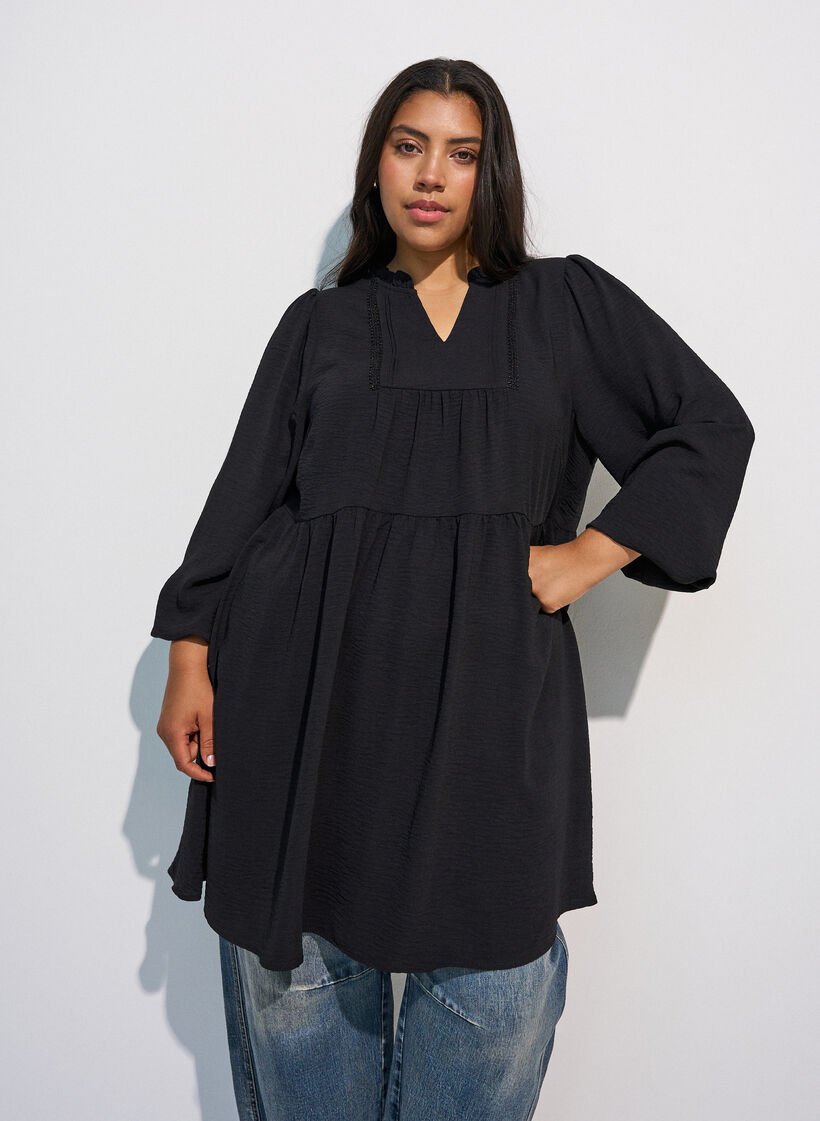 A-Linien-Kleid mit Empire-Linie, Schwarz, Model image number 0