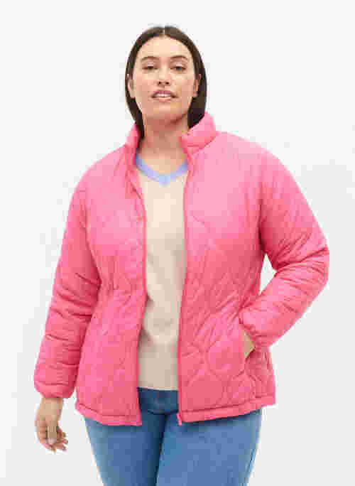 Steppjacke mit Reißverschluss und Taschen, Hot Pink, Model
