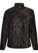 Fleecejacke mit Leopardenmuster und hohem Kragen, Schwarz, Packshot image number 0