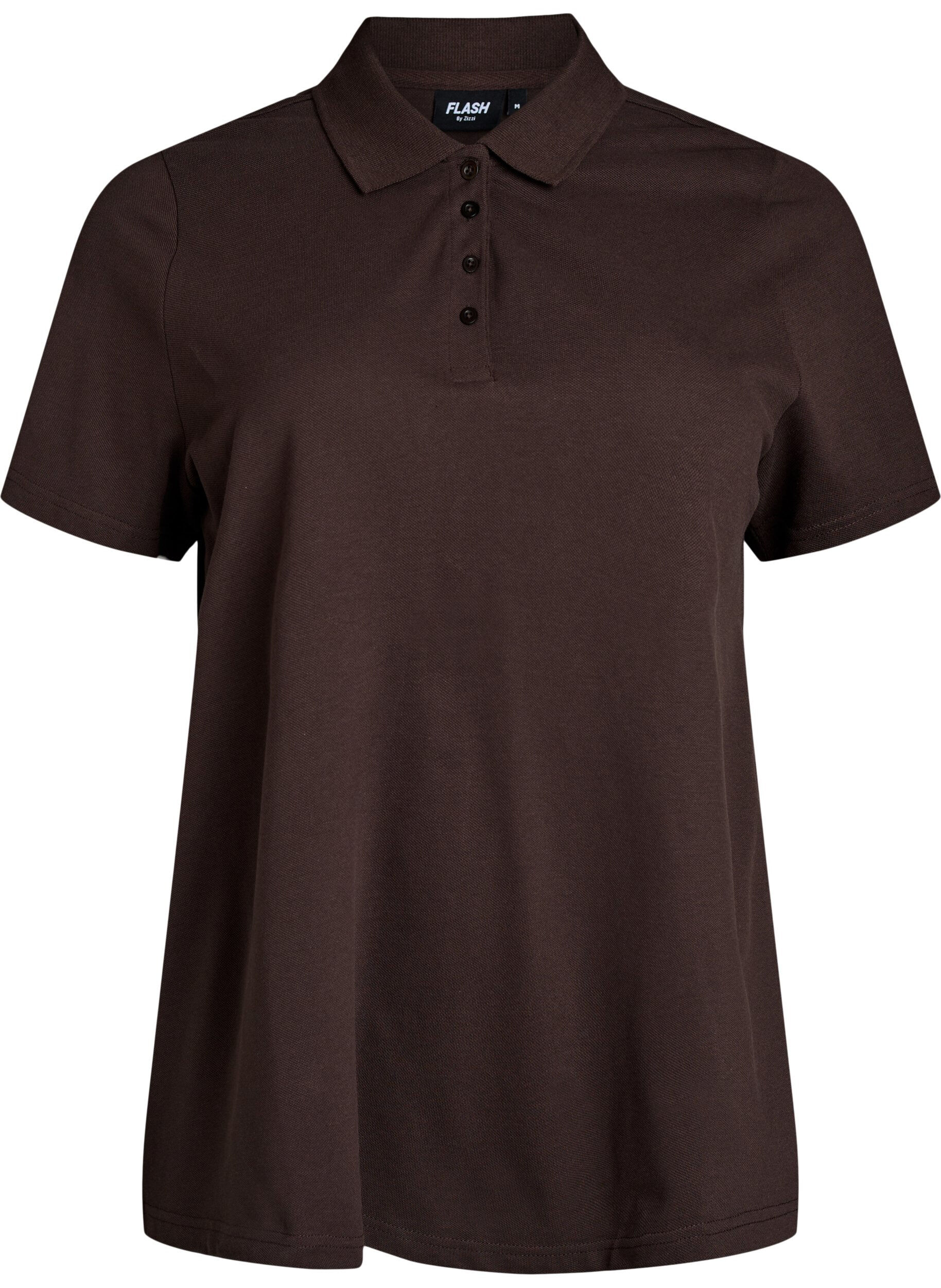 ZizziPoloshirt mit kurzen &Auml;rmeln, Braun, Packshot image number 0