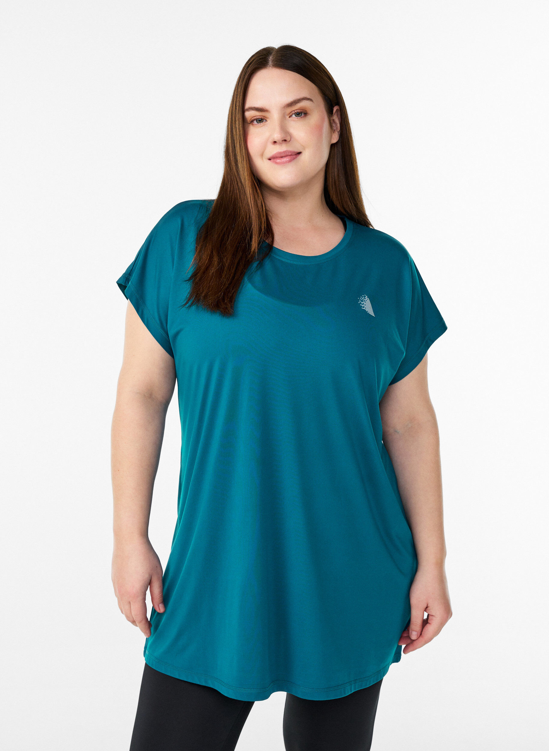 Langes Trainingsshirt, Gr&uuml;n, Model