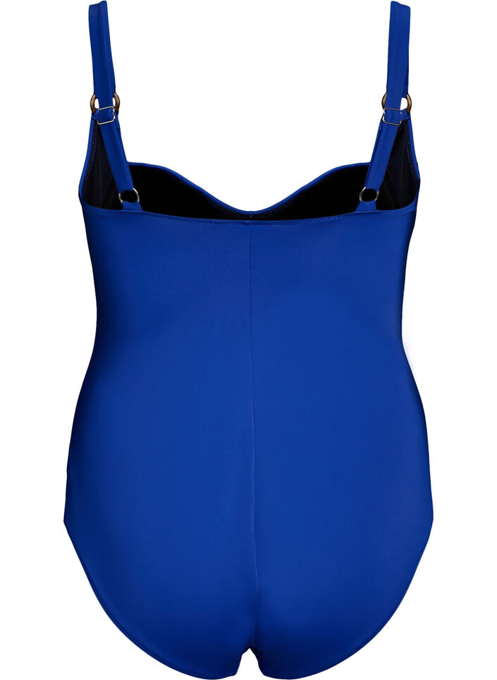 Wattierter Badeanzug mit Drapierung, Blau, Packshot image number 1