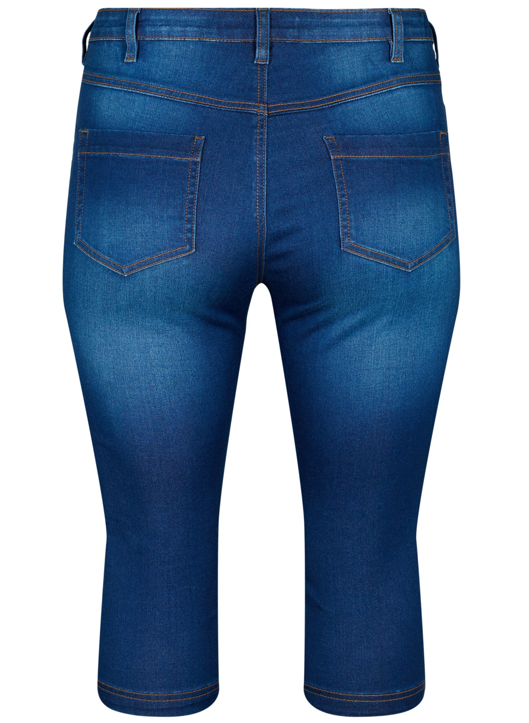 ZizziAmy Caprijeans mit hohem Taille und Super Slim Fit, Blau, Packshot image number 1