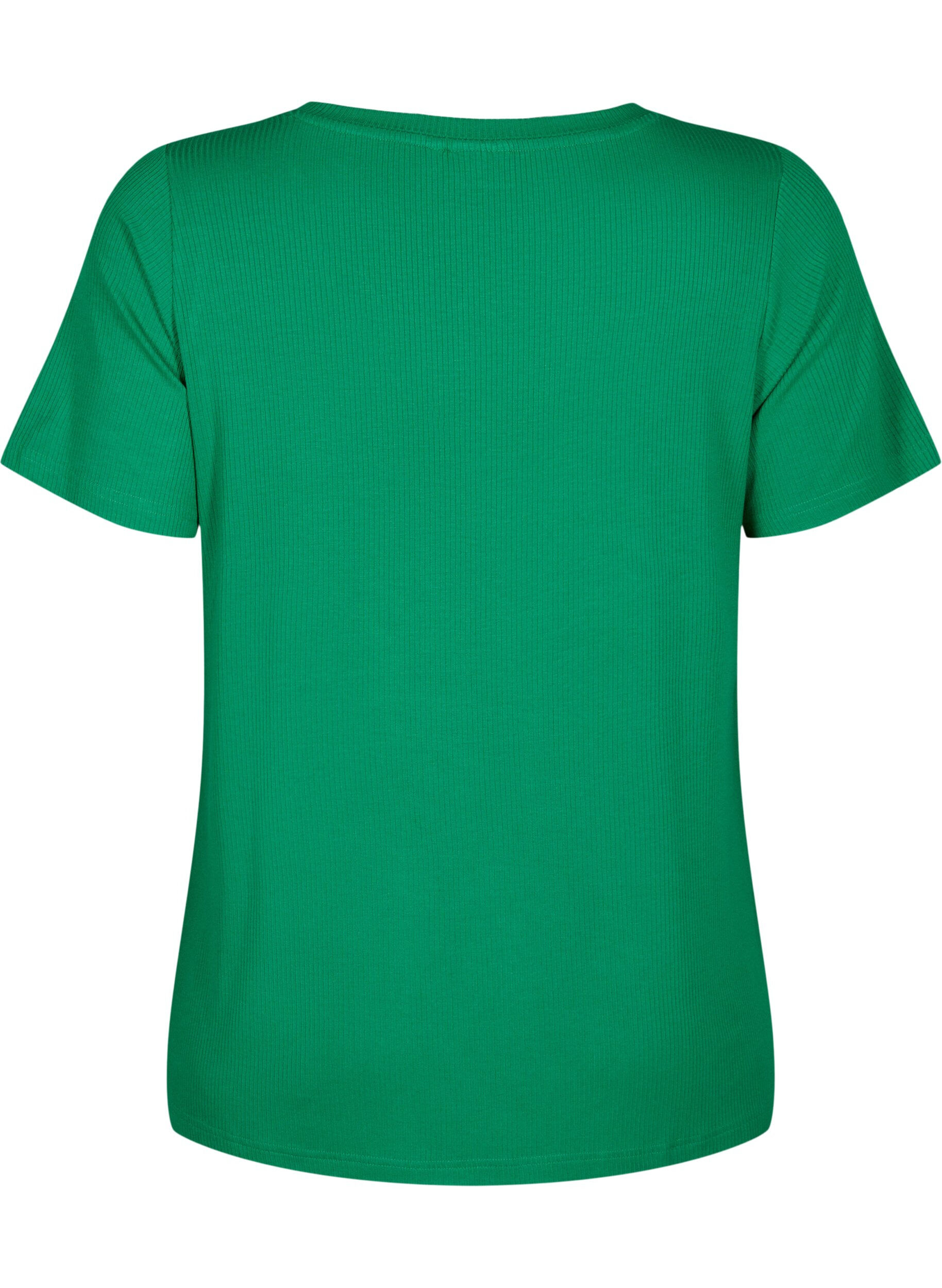 ZizziGeripptes T-Shirt aus Viskose mit V-Ausschnitt, Jolly Green, Packshot image number 1