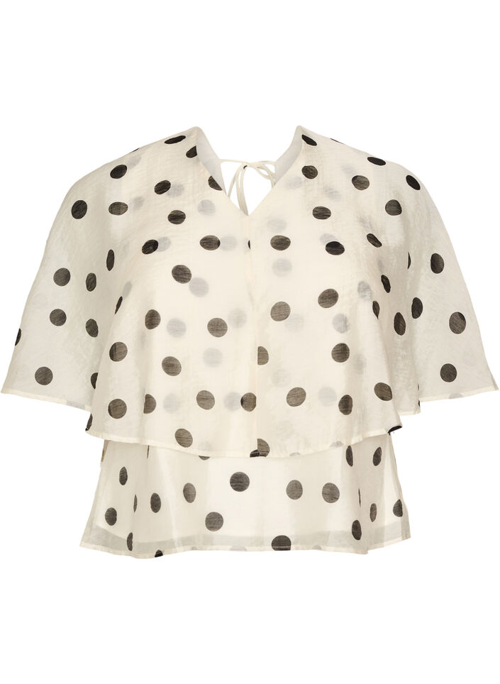 Top im Lagenlook mit Polka-Dot-Muster, Vanille, Packshot image number 0