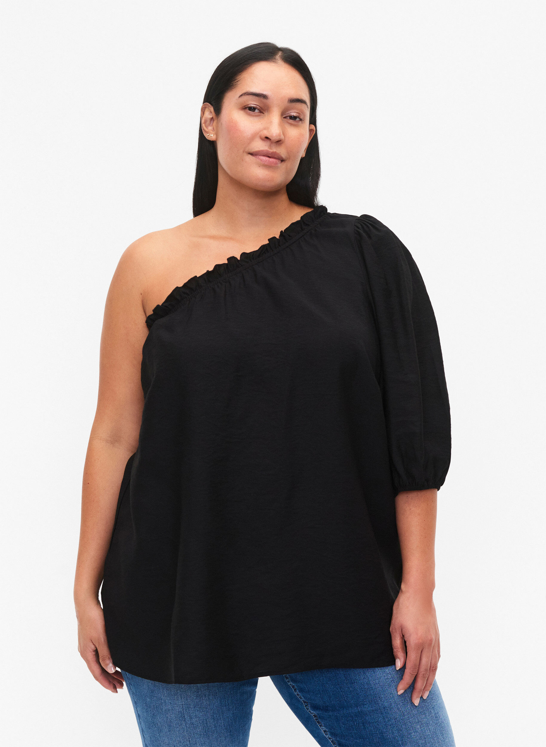 ZizziSchulterbluse aus Viskose, Schwarz, Model image number 0