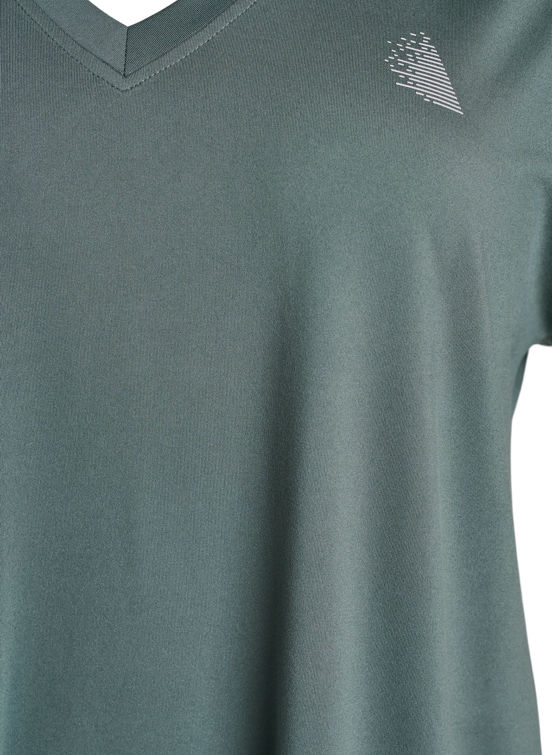 ZizziLockeres Trainings-T-Shirt mit V-Ausschnitt, Gr&uuml;n, Packshot image number 2