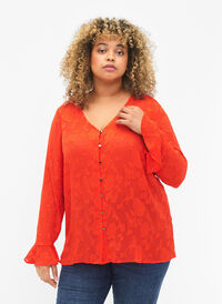 Langärmliges Hemd mit Jacquard-Look, Orange.com, Model