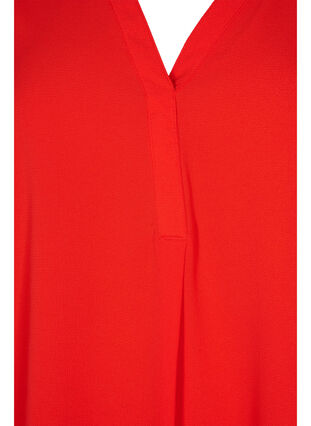 Kurzärmelige Bluse mit V-Ausschnitt, Fiery Red, Packshot image number 2