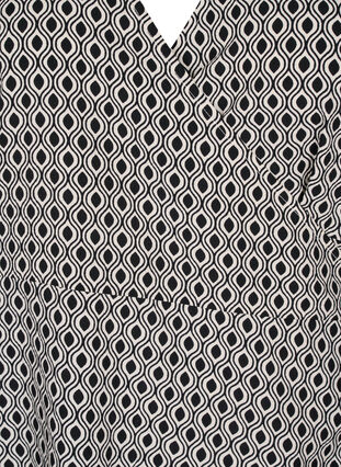 FLASH – Wickelkleid mit kurzen Ärmeln, Black White Graphic, Packshot image number 2
