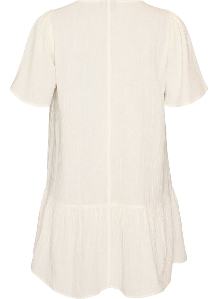 Kurz&auml;rmliges Kleid aus Baumwolle mit A-Linien-Schnitt, Vanille, Packshot image number 1