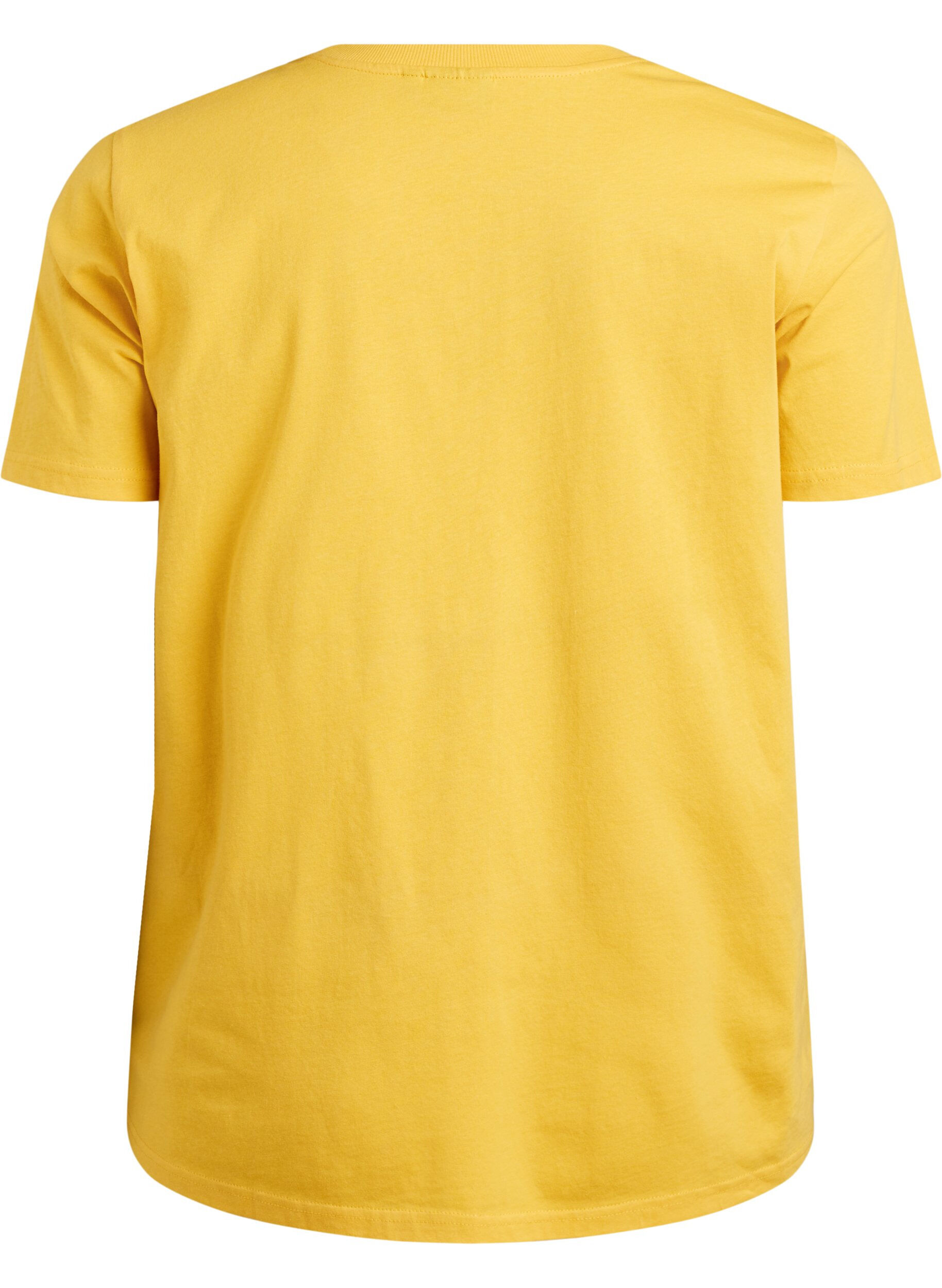 ZizziBasic-T-Shirt aus Baumwolle mit Rundhalsausschnitt, Gelb, Packshot image number 1