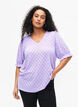 Bluse mit V-Ausschnitt und Lochmuster, Viola, Model image number 0