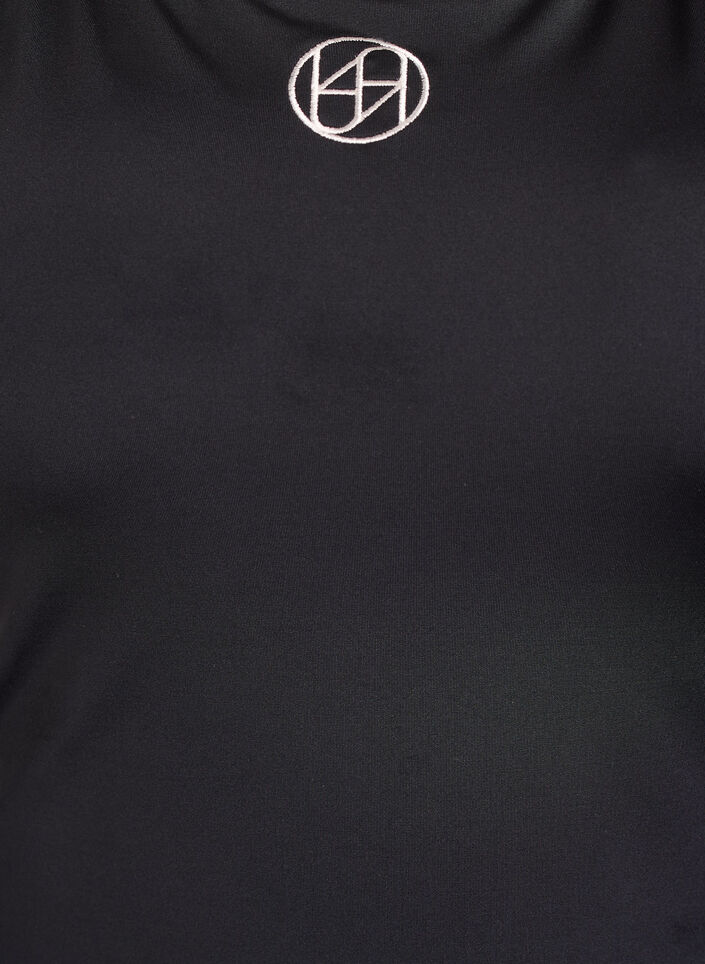 Sportbadeanzug mit kontrastfarbenen Paspeln und &uuml;berkreuzten Tr&auml;gern, Schwarz, Packshot image number 2