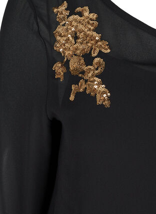 Langarm Bluse mit Smock und Pailletten, Black, Packshot image number 3