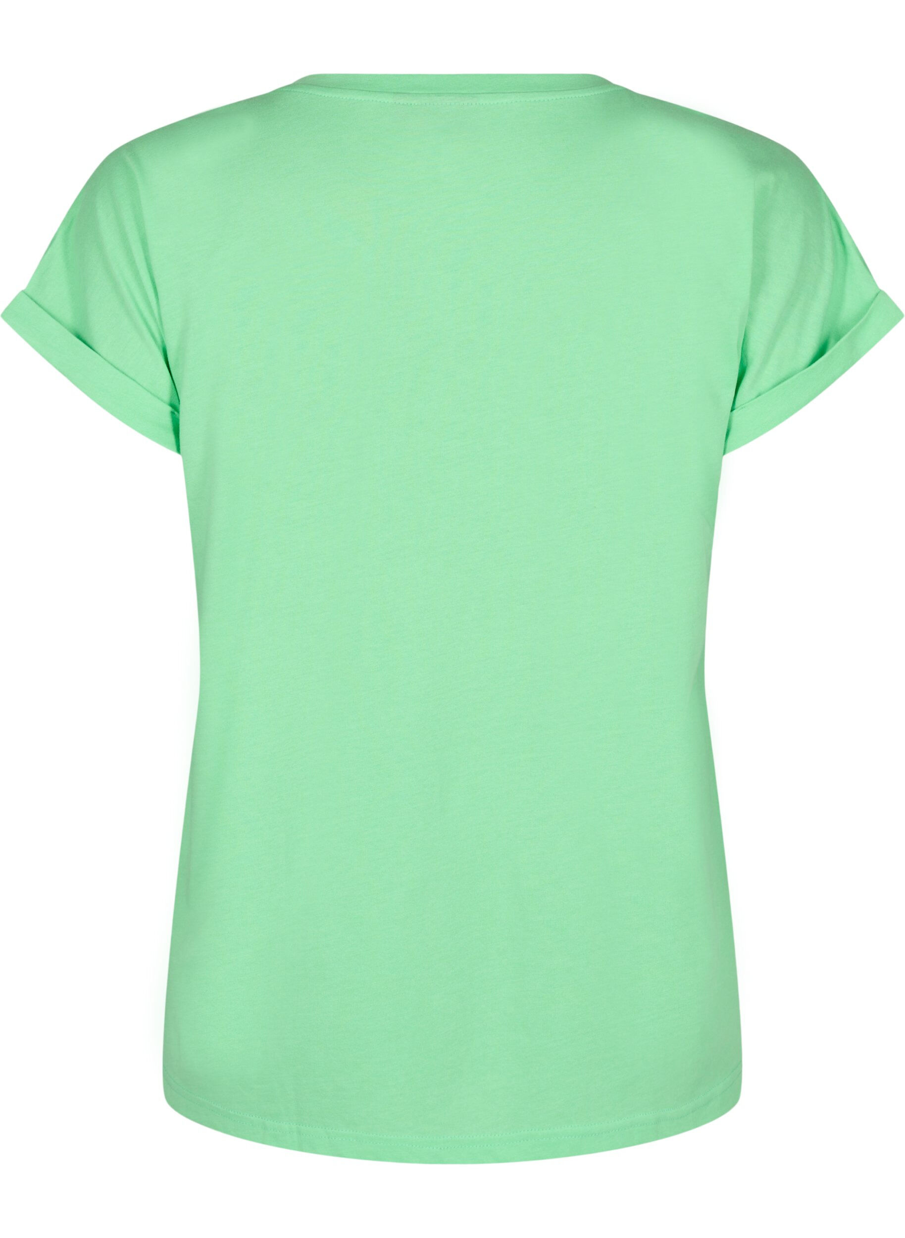 ZizziKurz&auml;rmliges T-Shirt aus einer Baumwollmischung, Gr&uuml;n, Packshot image number 1