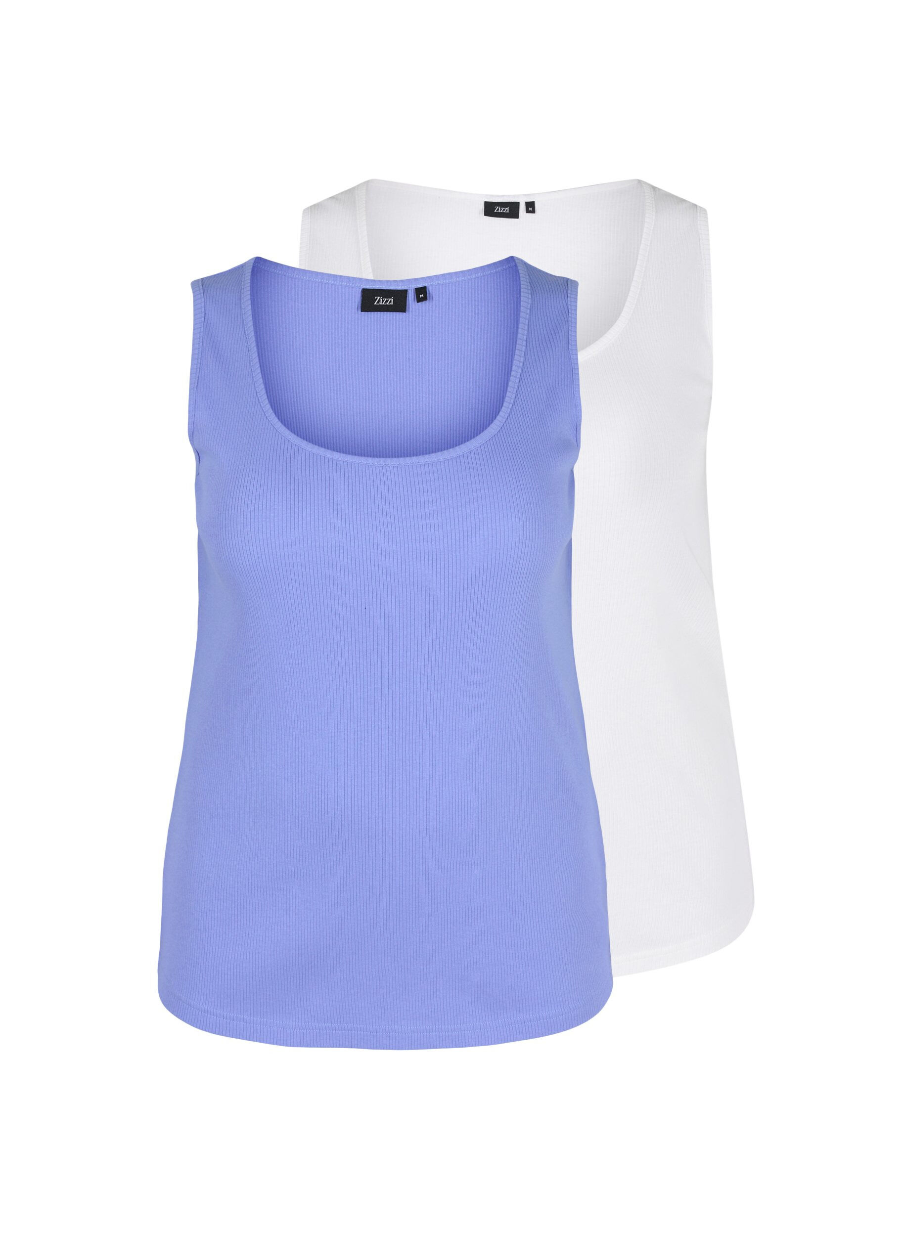 Zizzi2er-Pack Basic Tanktop in Ripp Optik, Ultramarine/White, Packshot image number 0
