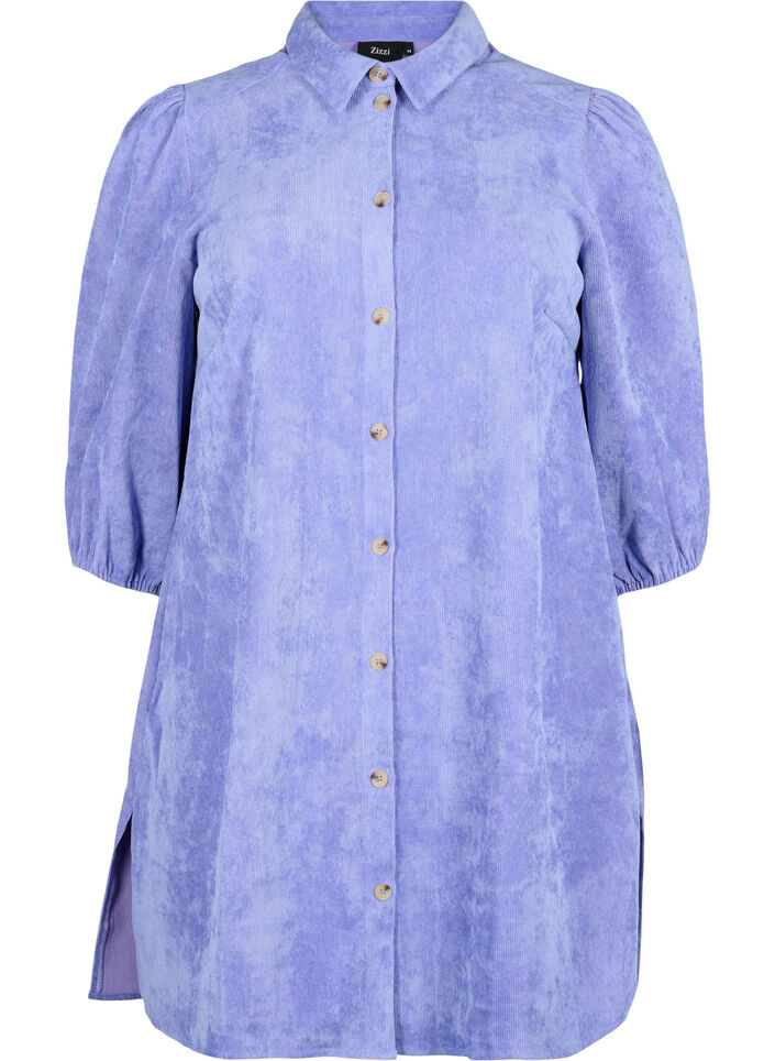 Kordkleid mit 3/4 Ärmeln und Knöpfen, Lavender Violet, Packshot image number 0
