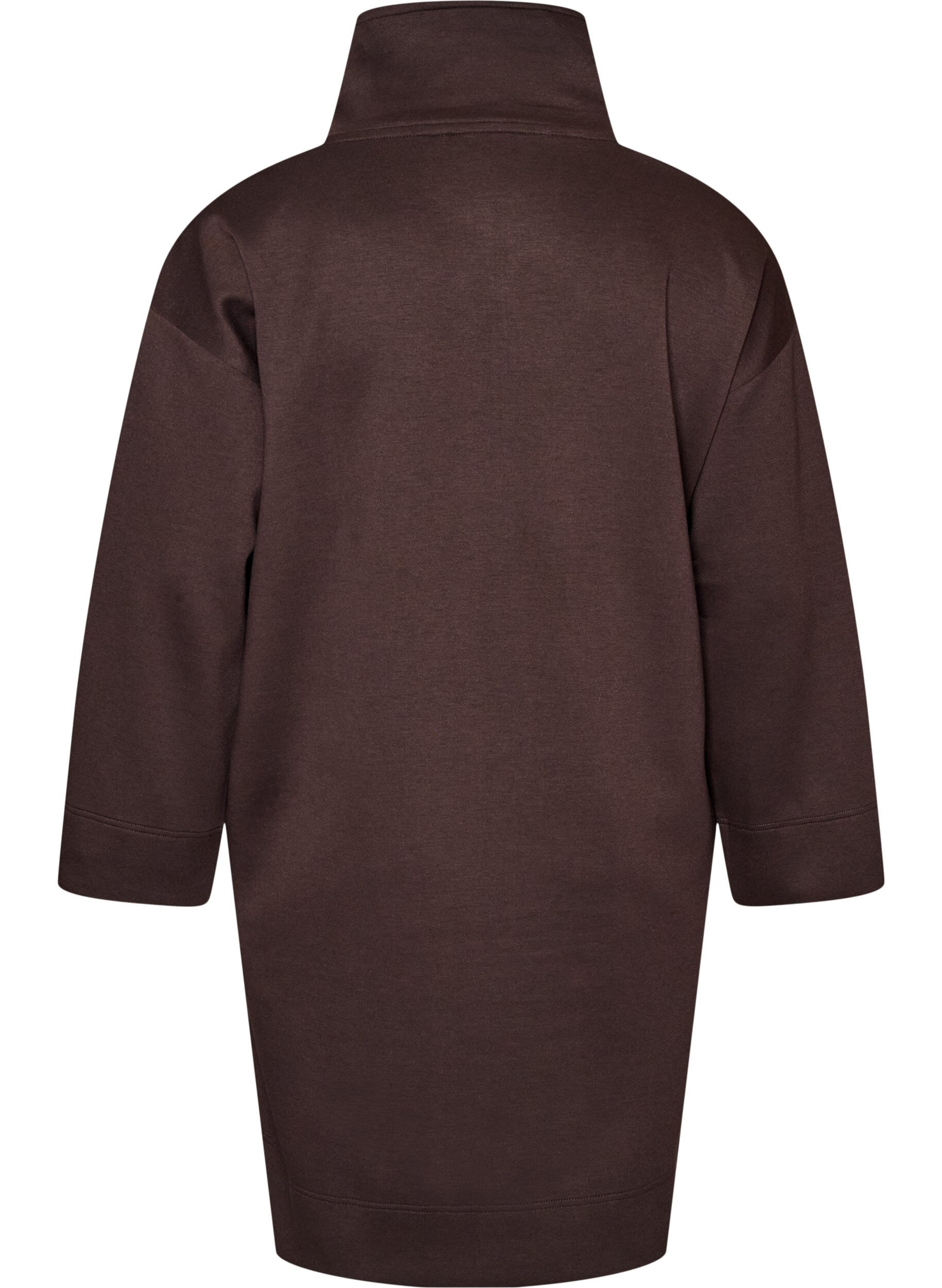 ZizziSportliches Sweatkleid mit hohem Kragen und Rei&szlig;verschluss, Braun, Packshot image number 1