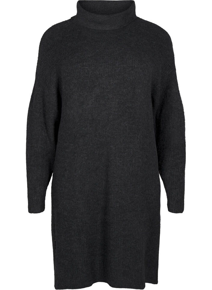 Strickkleid mit Rollkragen, Grau, Packshot image number 0