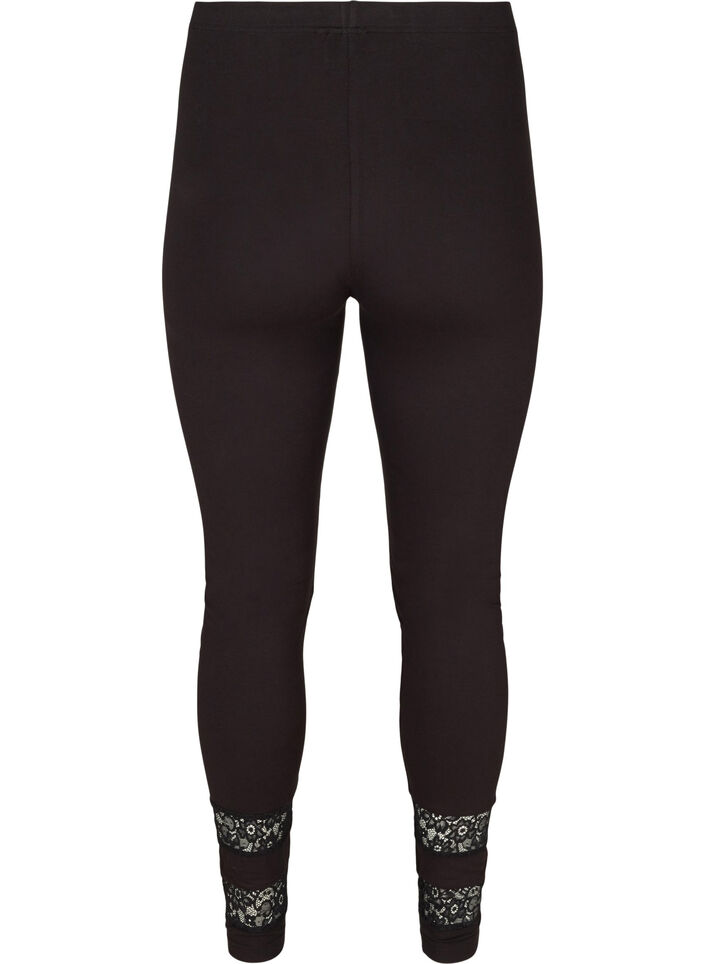 Viskoseleggings mit 3/4-Länge und Spitze, Black, Packshot image number 1