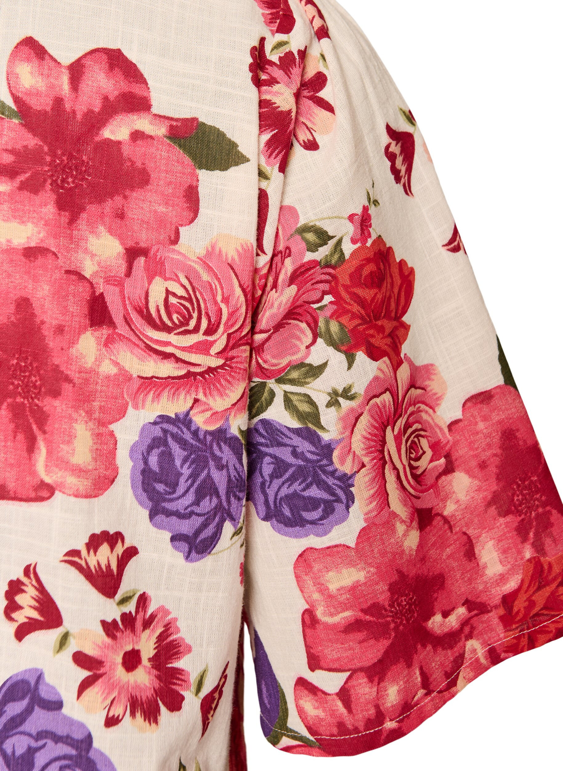 ZizziKurz&auml;rmelige Bluse aus Baumwolle mit V-Ausschnitt, Rot, Packshot image number 3