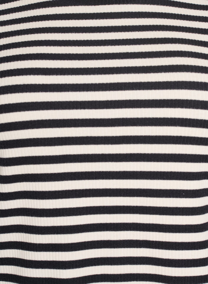 Gestreiftes T-Shirt mit gerippter Struktur, Schwarz, Packshot image number 2