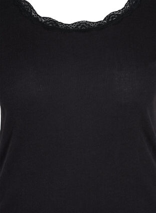 Geripptes Kurzarm Nachtshirt, Black, Packshot image number 2