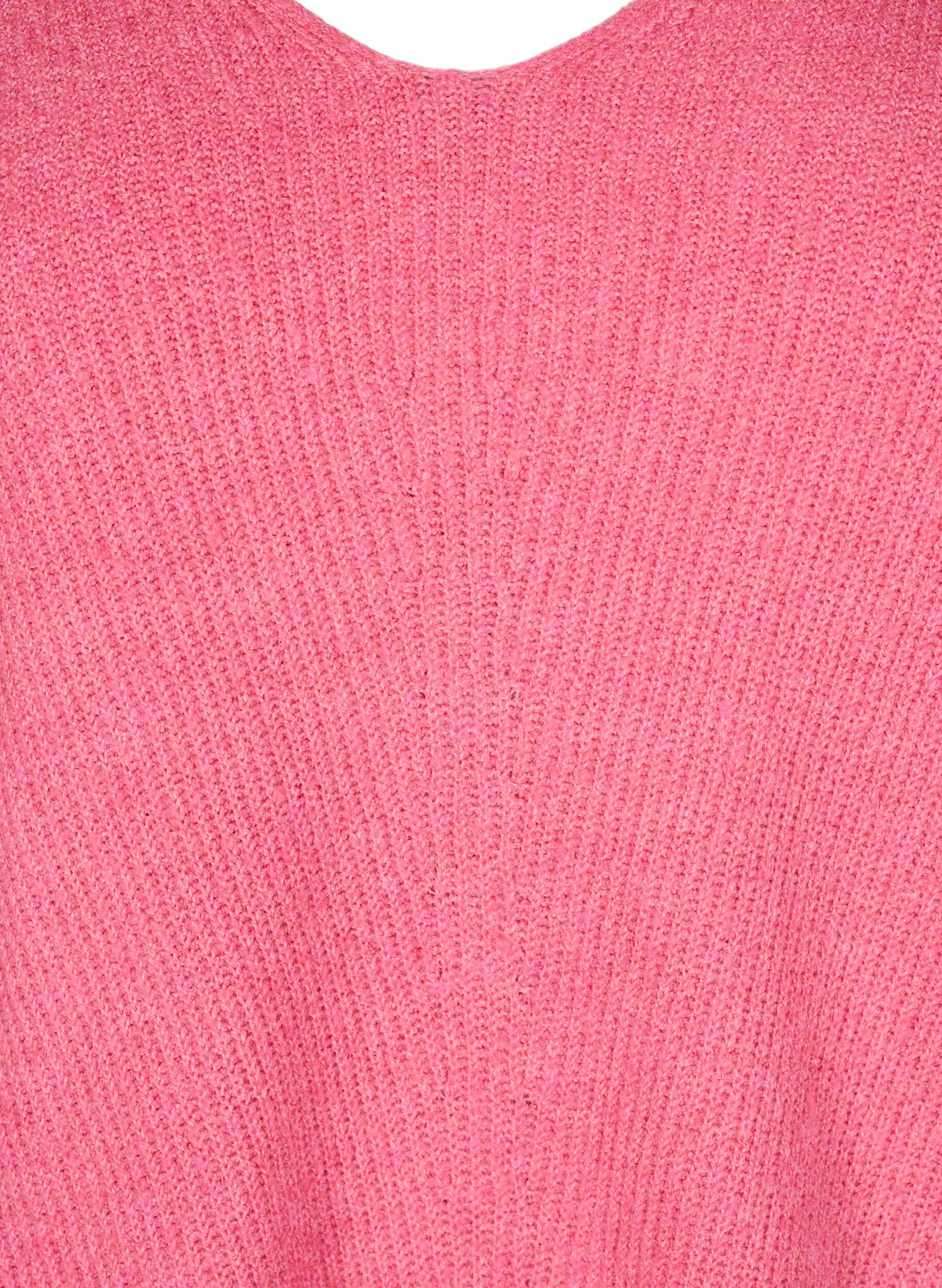 ZizziStrickbluse mit V-Ausschnitt und langen &Auml;rmeln, Bubblegum Wh. Mel., Packshot image number 2