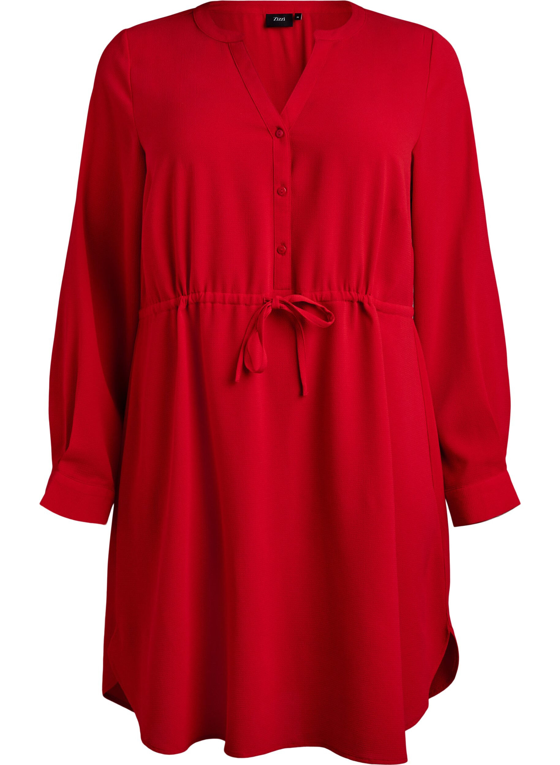 ZizziKnielanges Kleid mit Bindeg&uuml;rtel, Rot, Packshot image number 0