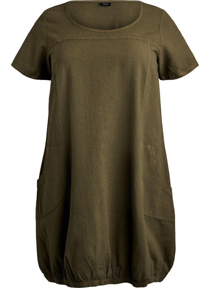 Kurzarm Kleid aus Baumwolle, Gr&uuml;n, Packshot image number 0