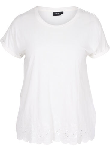 Kurzarm T-Shirt mit Lochstickerei, Off White Mel, Packshot image number 0