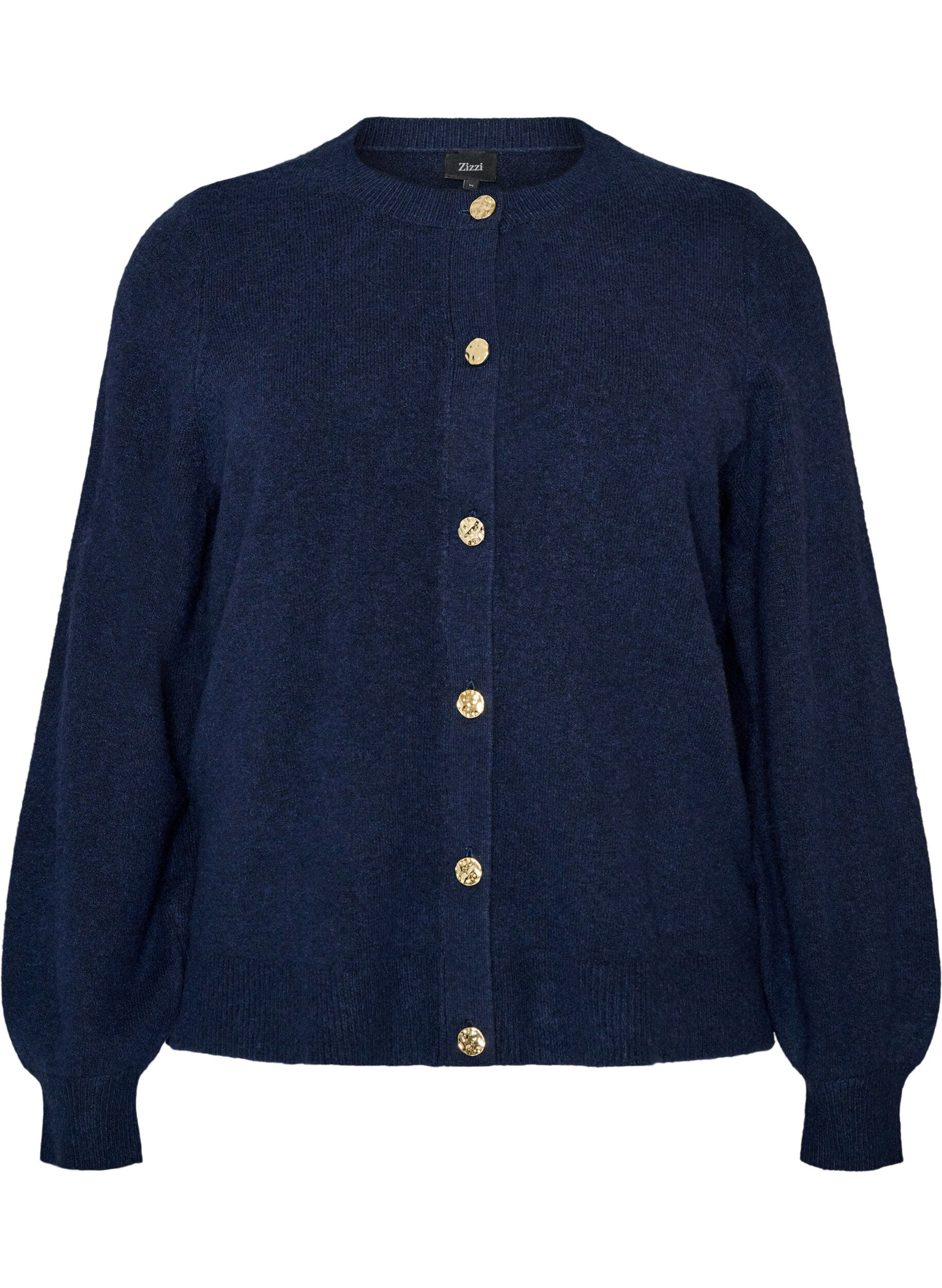 ZizziStrickjacke aus weichem Strick mit goldfarbenen Kn&ouml;pfen, Blau, Packshot image number 0
