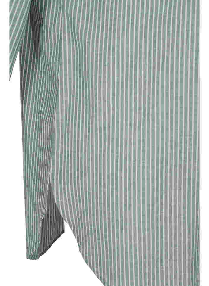 Gestreifte Hemdbluse aus 100% Baumwolle, Cilantro Stripe , Packshot image number 3