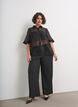 Transparente kurz&auml;rmelige Bluse mit Brusttaschen, Schwarz, Model image number 1