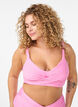 Bikini Top mit Streifenstruktur und Criss-Cross, Pink, Model image number 0