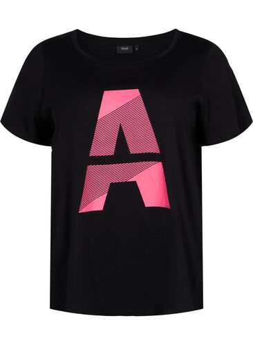 Trainings-T-Shirt mit Print, Black w. Pink A, Packshot image number 0
