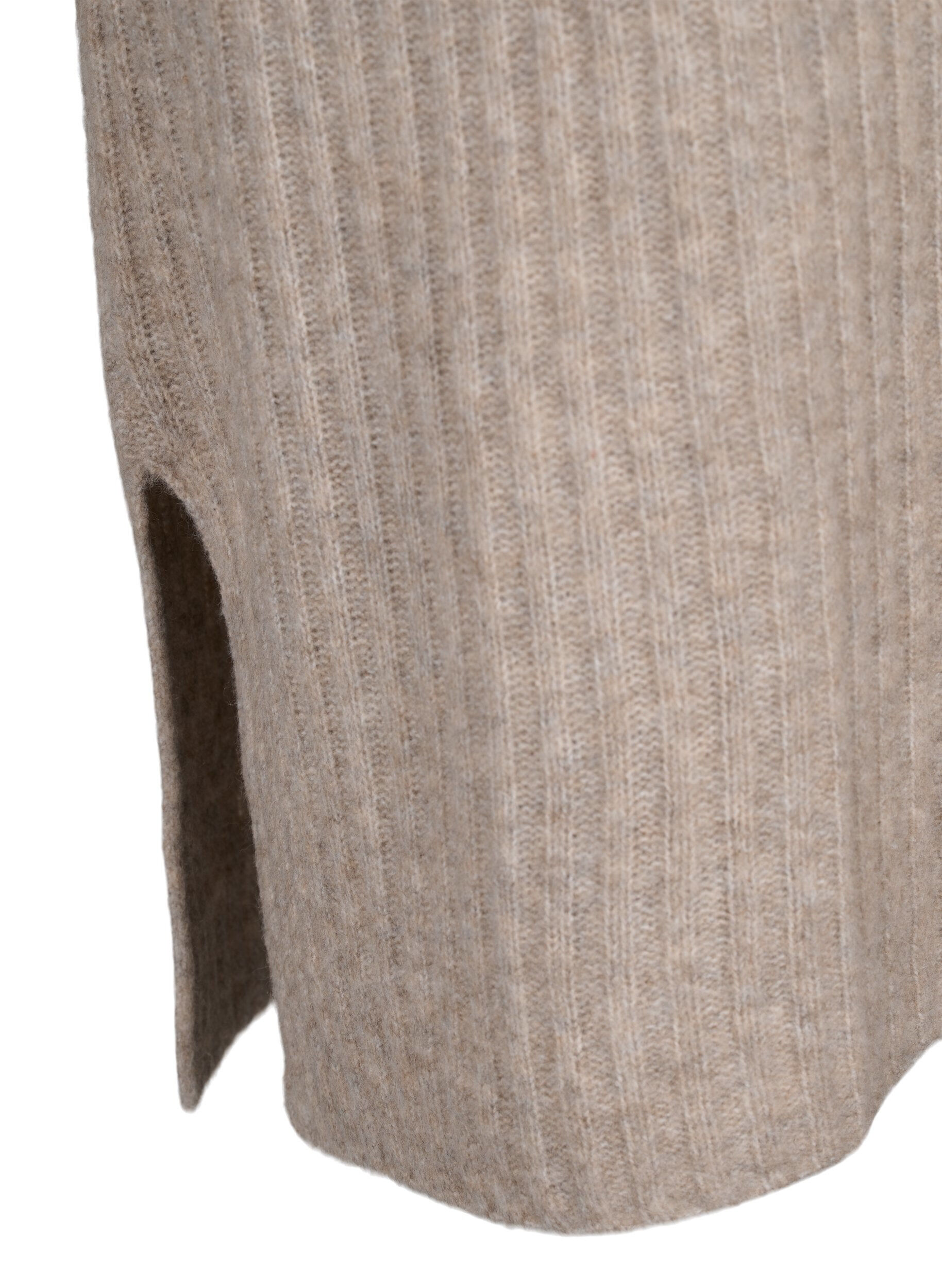 ZizziRippstrickkleid mit Schlitz, Simply Taupe Mel., Packshot image number 3