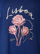 T-Shirt aus Baumwolle mit Frontprint und V-Ausschnitt, Blau, Packshot image number 2