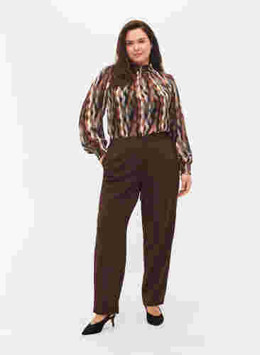 Bedruckte Bluse mit Smock, Earthy Zig Zag, Model image number 2