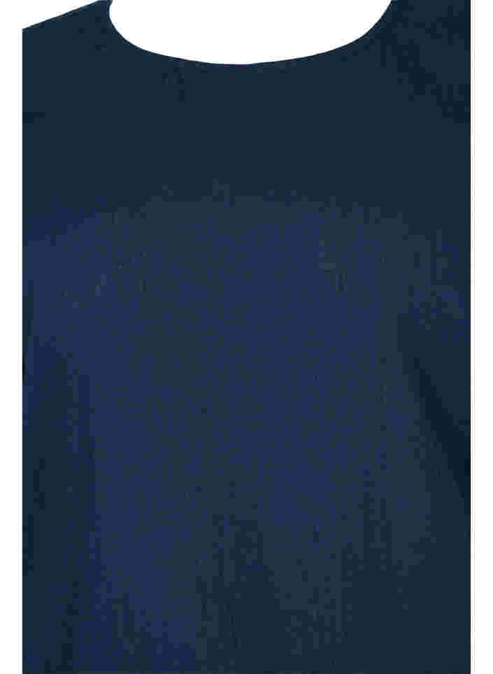 Kurzarm Baumwollbluse mit Smok, Navy Blazer, Packshot image number 2