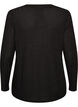 Bluse aus Jersey mit Rippstruktur und langen &Auml;rmeln, Schwarz, Packshot image number 1