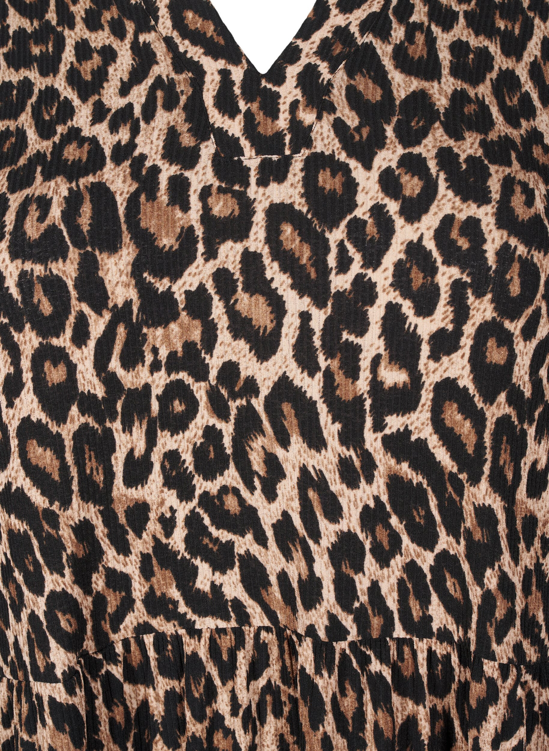 ZizziKurzes A-Linien-Kleid mit Leopardenmuster, Braun, Packshot image number 2