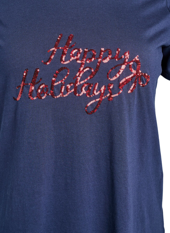 Weihnachts-T-Shirt aus Bio-Baumwolle, Blau, Packshot image number 2